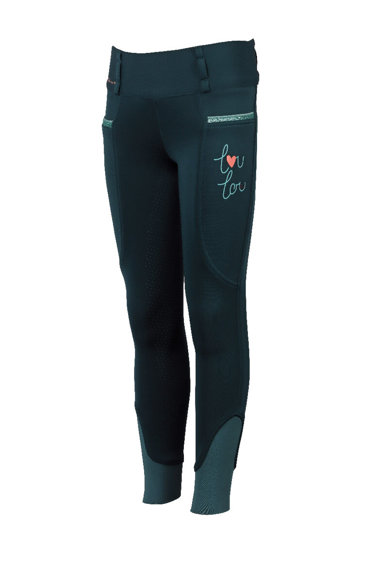 Lou Lou bērnu jāšanas legingi – tumši zaļi, ar silikona sēdvietu
