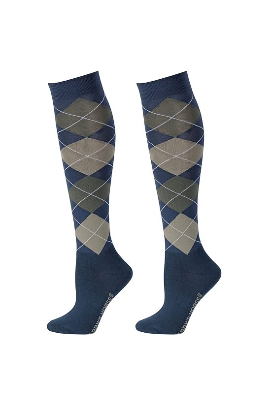 Jāšanas zeķes Argyle pelēkzilas